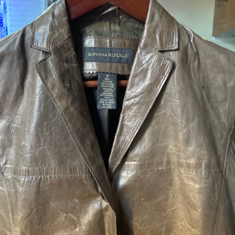 Banana Republic Size 0 Taupe Leather Jacket